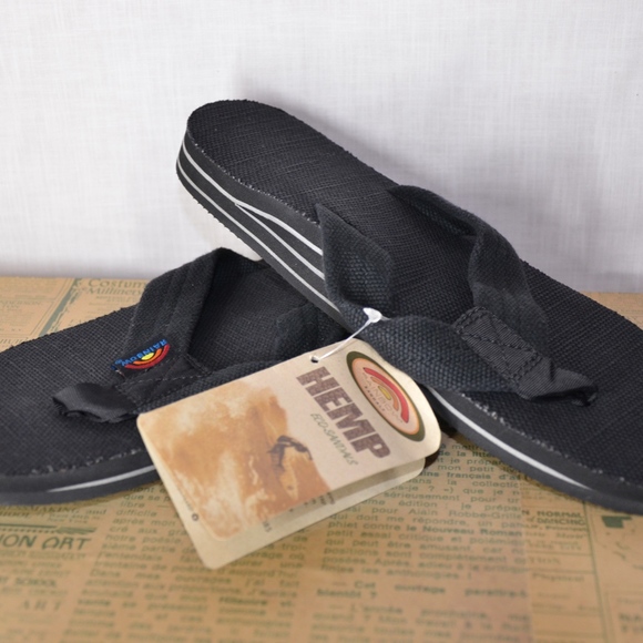 Rainbow Hemp Eco Sandals Black Size S 7.5-8.5 - Picture 5 of 7